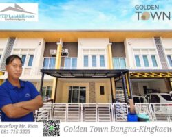 ให้เช่า/ ขาย ทาวน์โฮม 2 ชั้น ใกล้สนามบินสุวรรณภูมิ โครงการ โกลเด้นทาวน์ บางนา-กิ่งแก้ว 2-storey townhome for Sale/Rent near Suvarnabhumi Airport ,Golden Town Bangna-Kingkaew