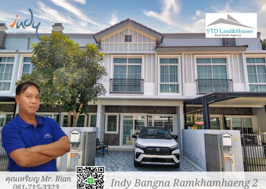 For rent, 2-storey townhouse, Indy Bangna-Ramkhamhaeng 2, near Mega Bangna
