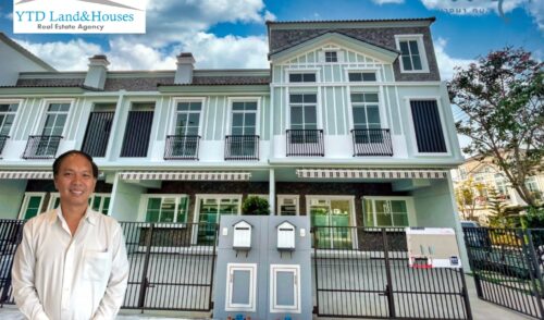 For rent 2-story townhome near Mega Bangna, only 500 meters, best location in the area, Indy 4 Bangna Km.7, in the front zone near Concordian International School. Corner house with mezzanine in the master bedroom, electric awning in front of the house, fully furnished, good location, can enter and exit both Soi Ratchawinit and the expressway road.