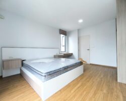 For rent: 2-story townhome in the Pleno Sukhumvit-Bangna 3 The front of the house is 6.65 meters wide, can park 2 cars, and also has a garden corner for planting trees. The location is near Mega Bangna and can travel via many routes, including Bangna-Trad and Buanakarin Road, Nam Daeng, Theparak. The front has a carport roof, the back has a roof extension and a kitchen is complete. Beautiful house, ready to move in.