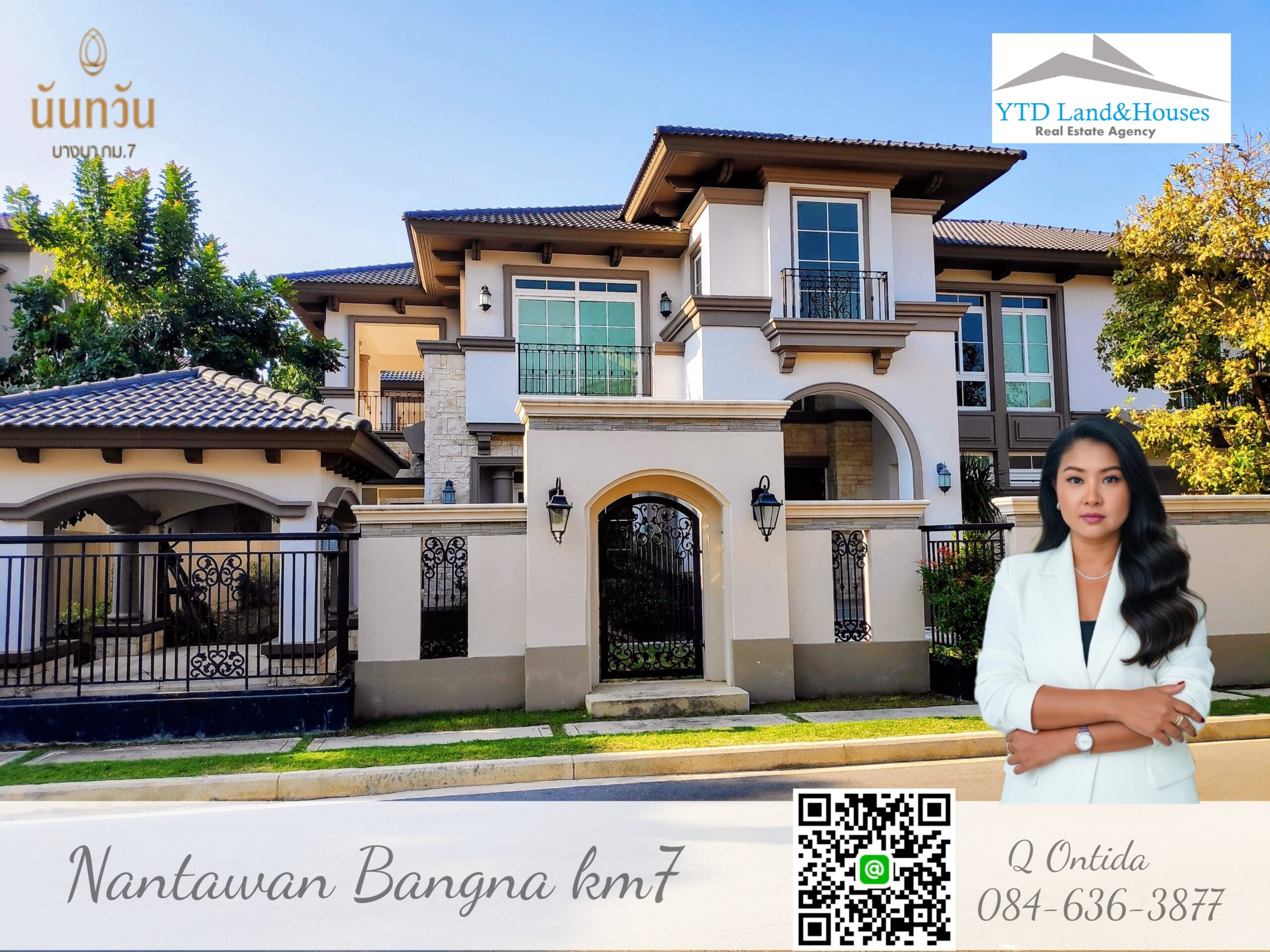 Luxury house for Rent at Nantawan Bangna km.7, L size, near the clubhouse.