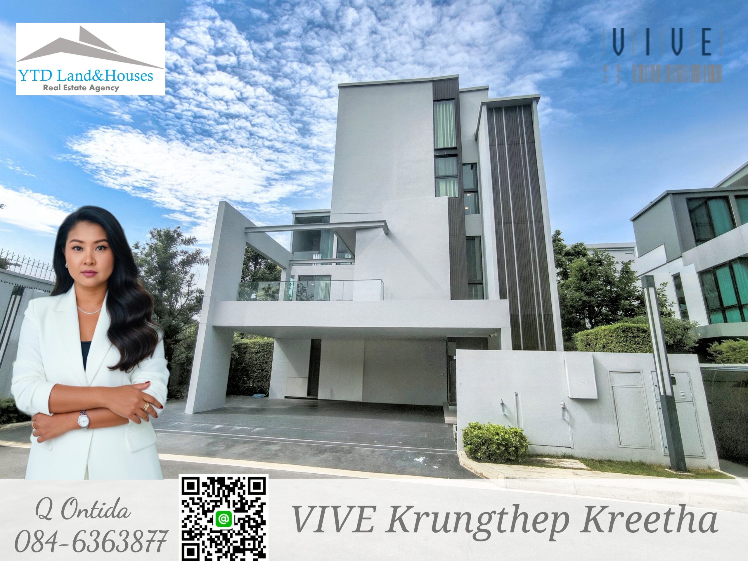ขาย/ให้เช่า บ้านหรู วีเว่ กรุงเทพกรีฑา VIVE Krungthep Kreetha แปลงหัวมุม, บ้านเดี่ยว 3 ชั้น พร้อมลิฟต์ส่วนตัว ใกล้รถไฟฟ้าสายสีเหลือง สถานีศรีกรีฑา หลังโรงเรียน Wellington