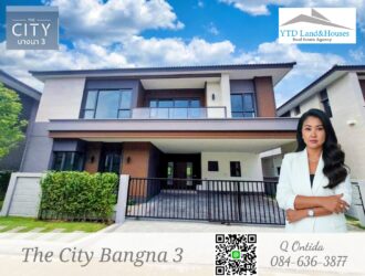 For Rent ​​​​The City Bangna 3, Luxury detached house, New project, Next to Mega-Bangna.